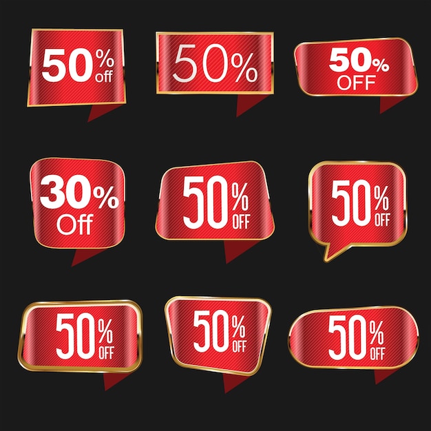 Vector super sale gold and red retro tags collection