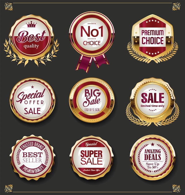 Super sale golden retro badges and labels