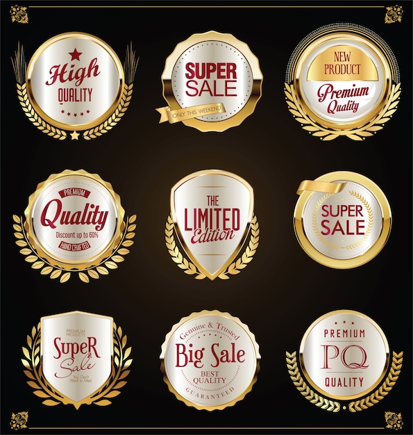 Super sale golden retro badges and labels