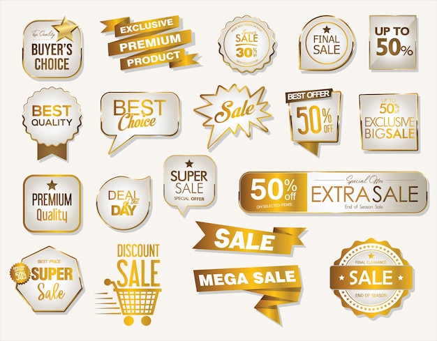 Super sale gouden badges en labels vector collectie