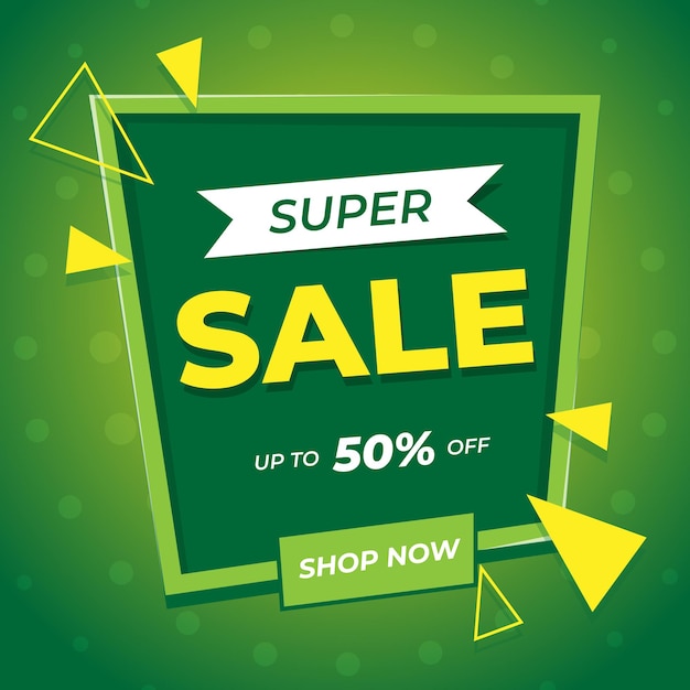 Super sale green banner template