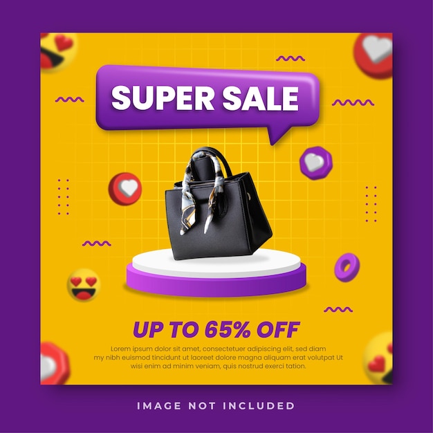 super sale hand bag social media post template