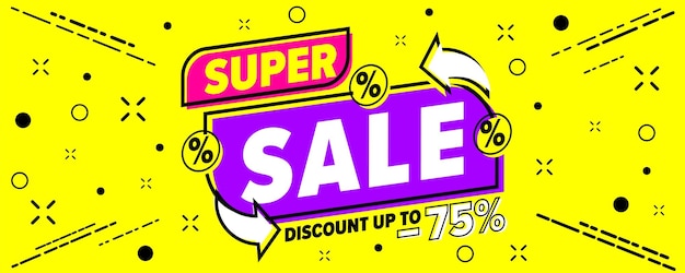 Super sale header banner discount up to  percent off