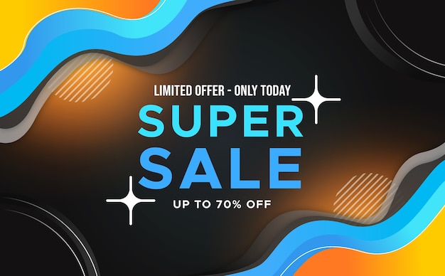 Super sale horizontal banner with limited offer