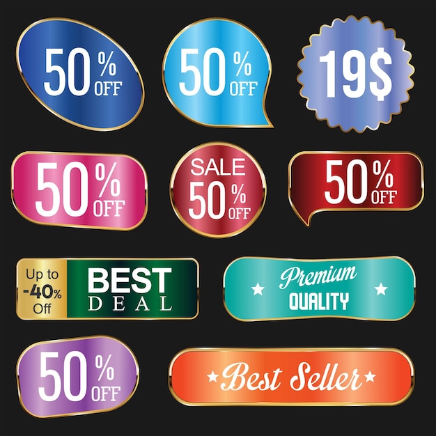 Super sale mega sale special offer colorful collection of tags