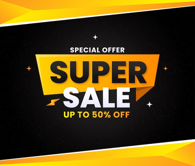 Vector super sale modern banner design template with 3d editable text effect
