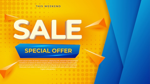 Super sale modern banner design template on yellow background