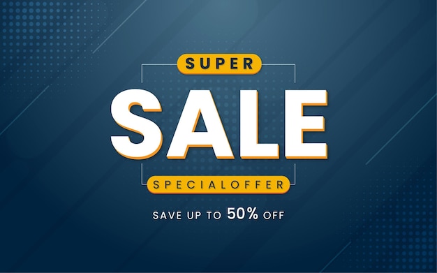 Super sale modern banner design with editable text effect