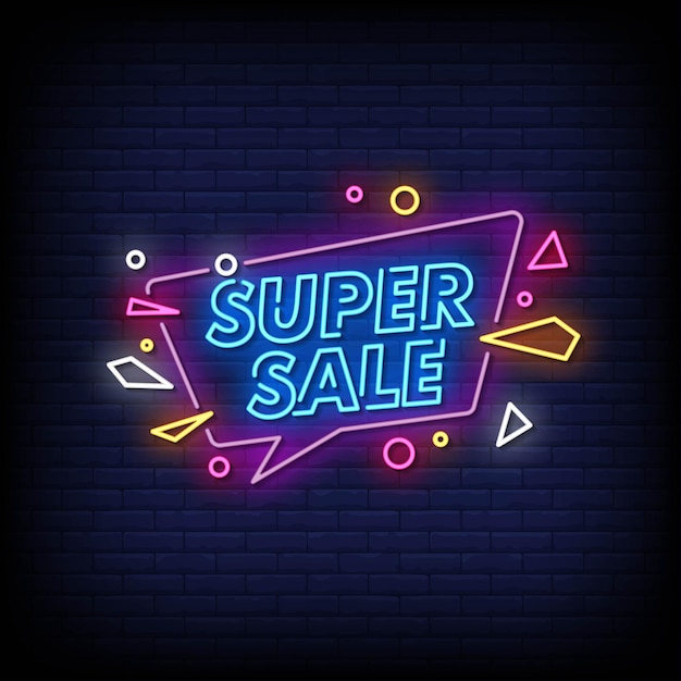 Super Sale Neon Signs Style Text .