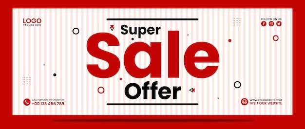 Progettazione del modello di banner per social media di super sale offer