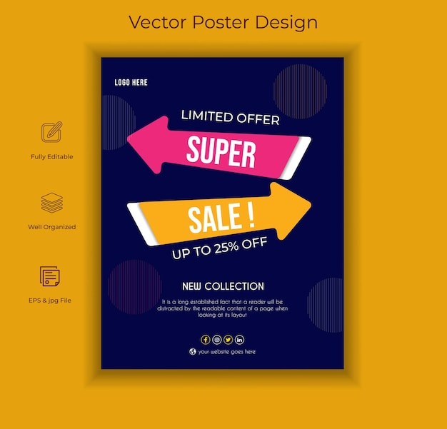 Vector super sale offer social media post design templates vector design