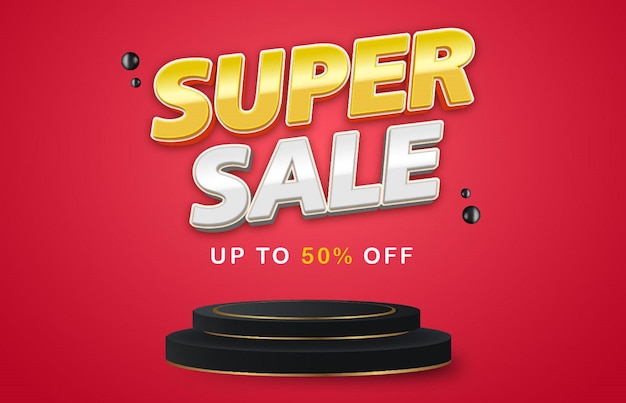 Super sale podium product banner with editable text effect