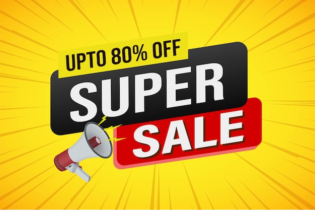 Super sale poster banner grafisch ontwerp icoon logo teken symbool sociale media website coupon