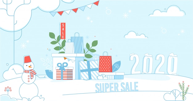 Super Sale-poster met winter- en feestdagenontwerp