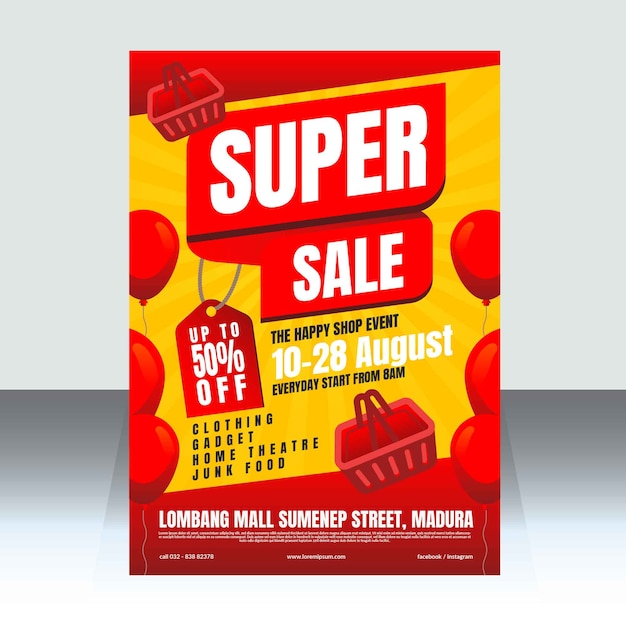 Vector super sale poster template