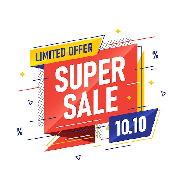 Super sale promotion banner ribbon for shopping day