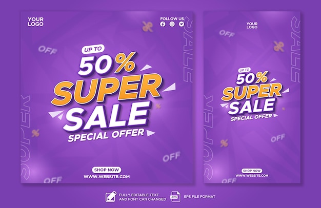 super sale promotion social media post template