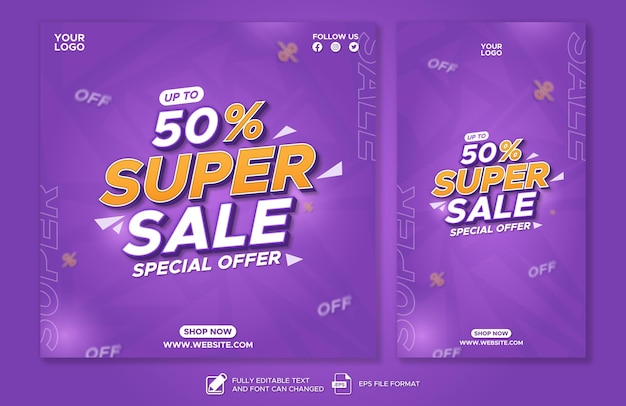 Super sale promotion social media post template