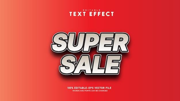 Vector super sale red 3d text effect template