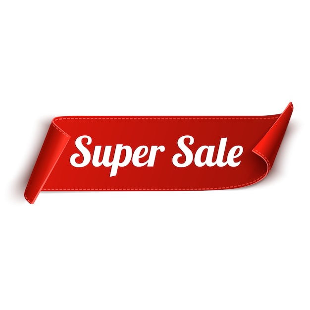 Super sale red banner  ribbon