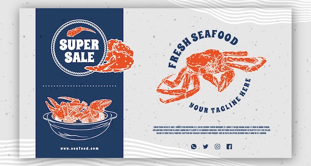 Vector super sale seafood background template