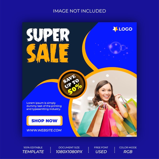 Super sale social media post banner design