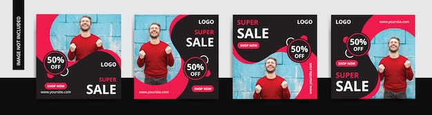 Vector super sale social media post design