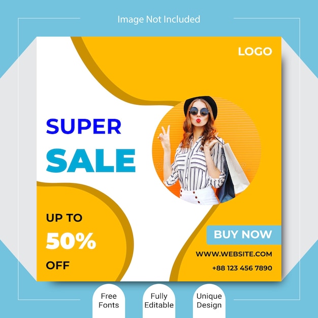 super sale social media post template