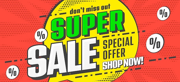 Vettore modello di banner di offerta speciale super sale