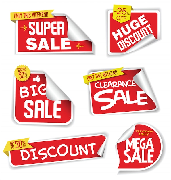 Super sale stickers and tags modern red collection