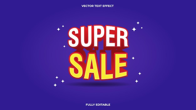 Vector super sale tekst effect promotie volledig bewerkbaar