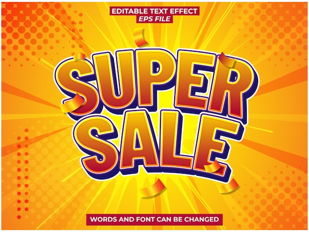 super sale text effect, font editable, typography, 3d text. vector template