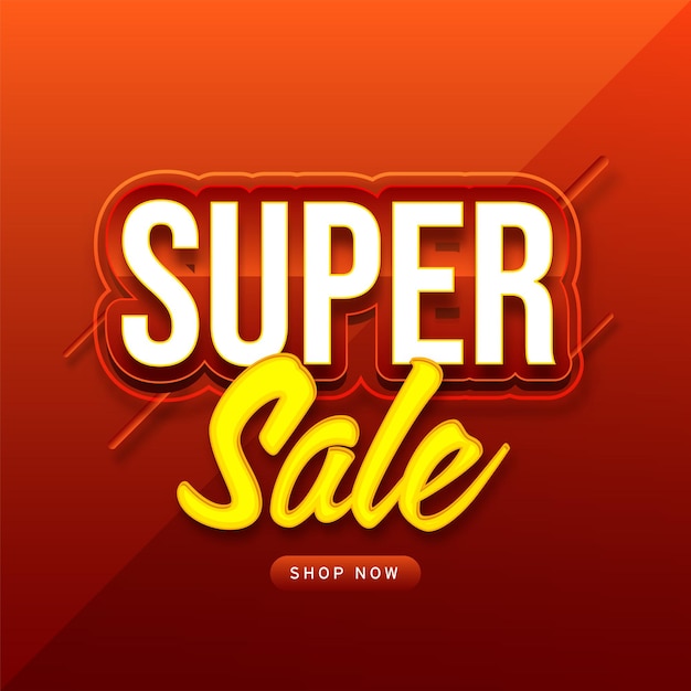 Super sale typography in red background