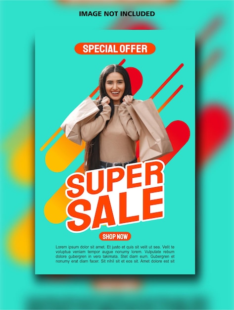 Vector super sale vertical poster design template