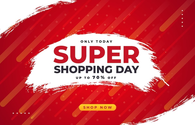 Vector super sale with brush for shopping day