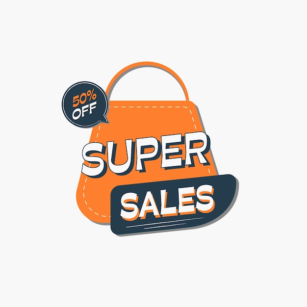 Super sales sticker. Modern minimalist design. Template for promotion, advertising, web.