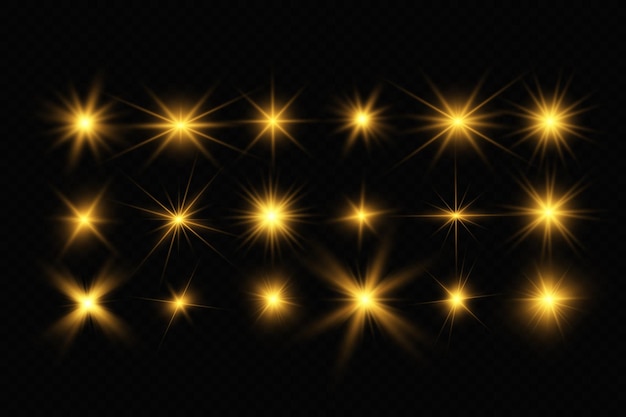 A super set of bright beautiful stars Wonderful effects on the background