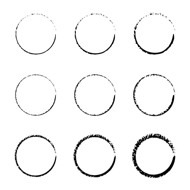 Super set of circles lines Round frames in doodle style Ideal for vintage label designs