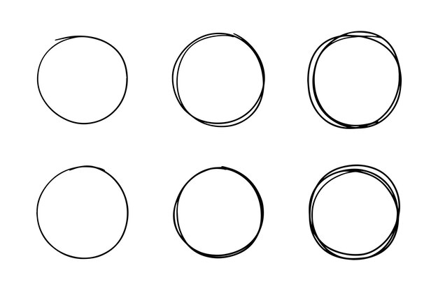 Super set of circles lines sketch hand drawn Doodle circles for design elements