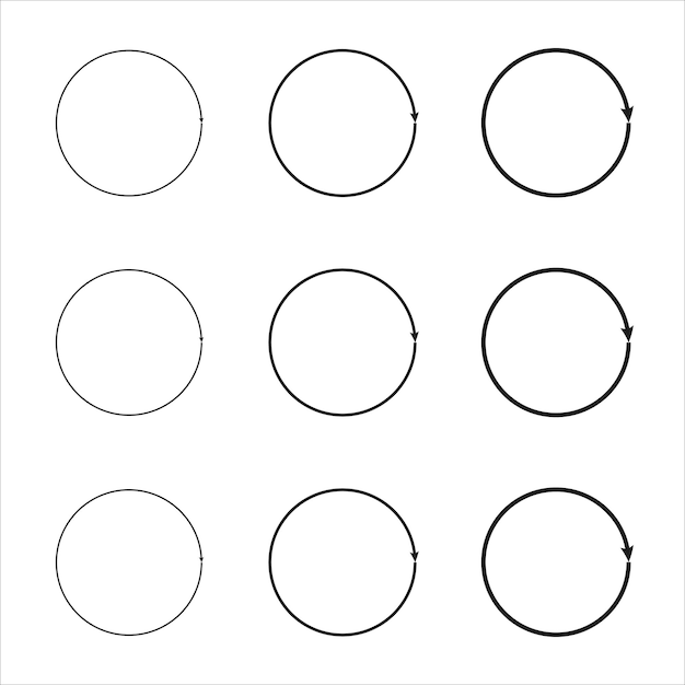 円線のスーパー セット ベクトル グランジ ラウンド形状 シンプルな手描きの円