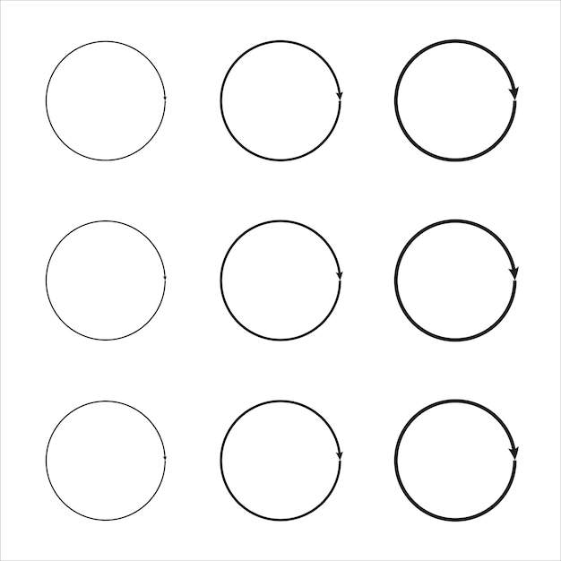 Vector super set of circles lines vector grunge round shapes simple hand drawn circle