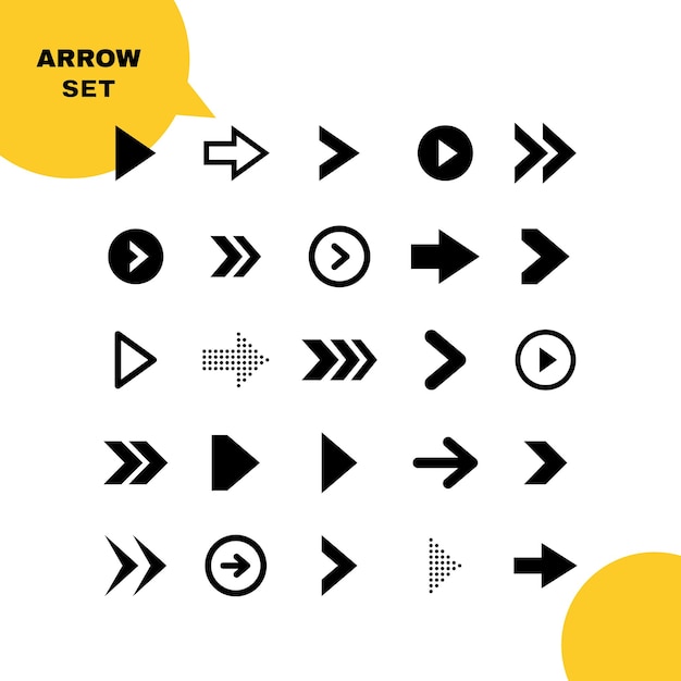 Super set different arrows mark flat style vector illustration