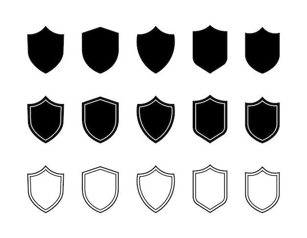 Vector super set different shield badges emblems template for protection sport club military and security coat of arms vector illustration