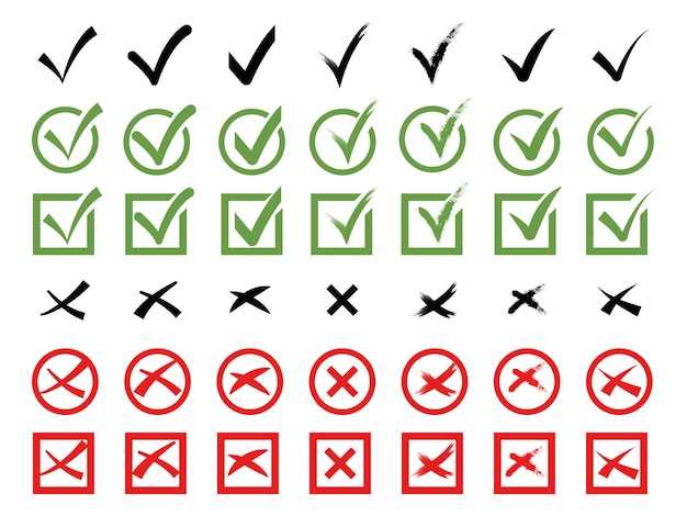 Super set hand drawn check mark with different circle arrows and underlines Doodle v checklist mark