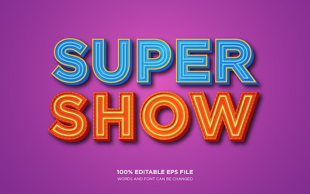 Vector super show 3d editable text style effect