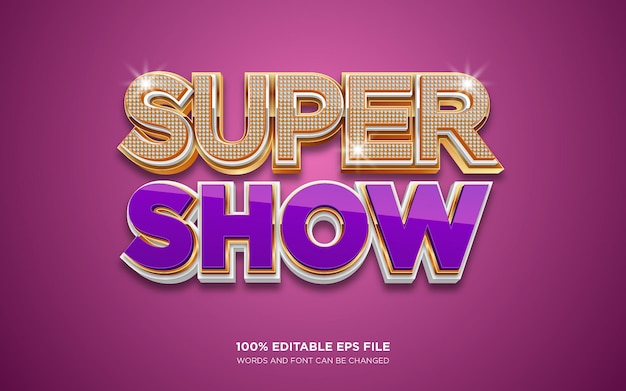 Vector super show 3d editable text style effect