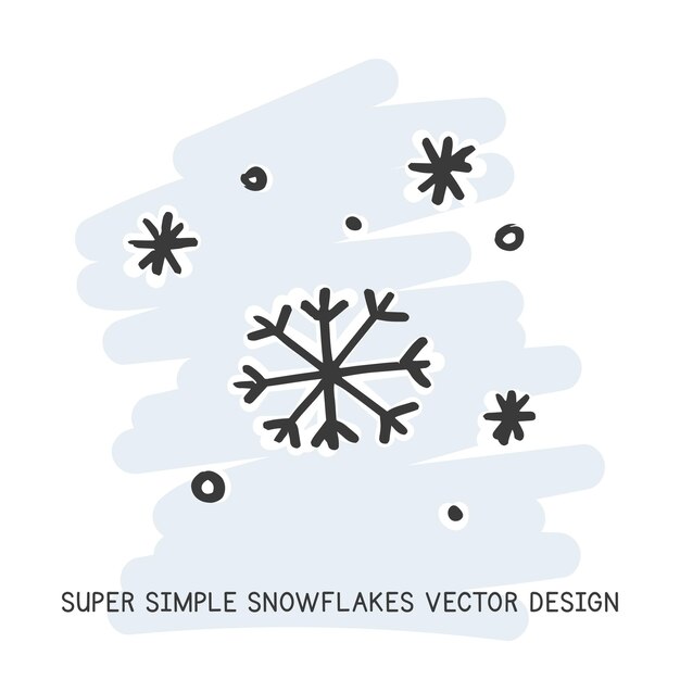 Vettore super semplici fiocchi di neve disegnati a mano in stile doodle design vettoriale concetto di elementi naturali