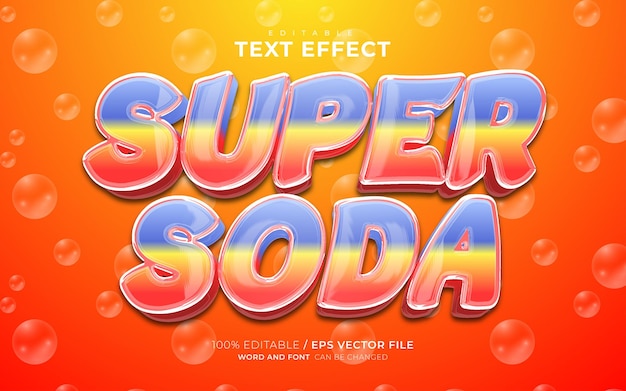 Super soda bubble 3d bewerkbaar teksteffect