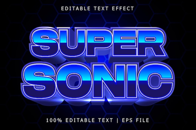 Vector super sonic editable text effect 3 dimension emboss modern style