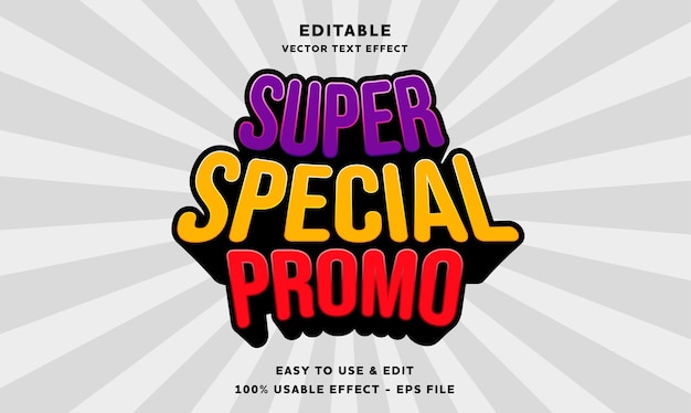 Vector super special promo editable text effect with modern and simple style